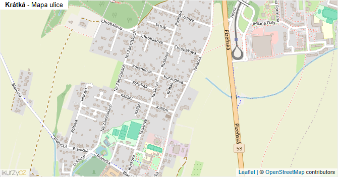 Krátká - mapa ulice