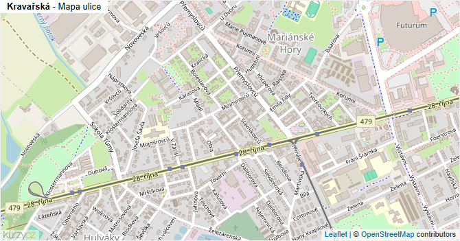 Kravařská - mapa ulice
