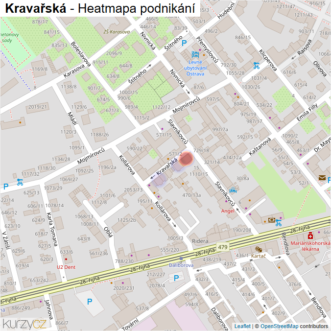 Mapa Kravařská - Firmy v ulici.