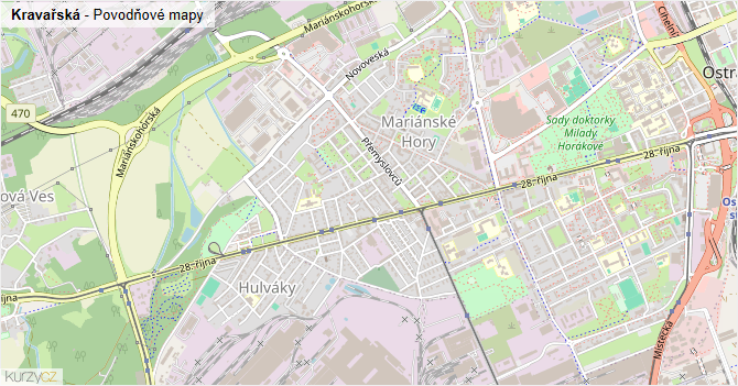 Kravařská - záplavové mapy stoleté vody