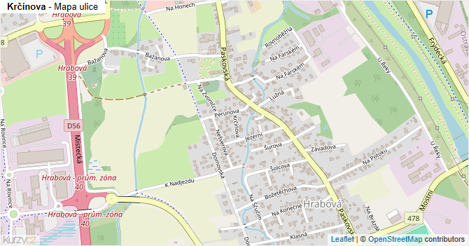 Krčínova - mapa ulice
