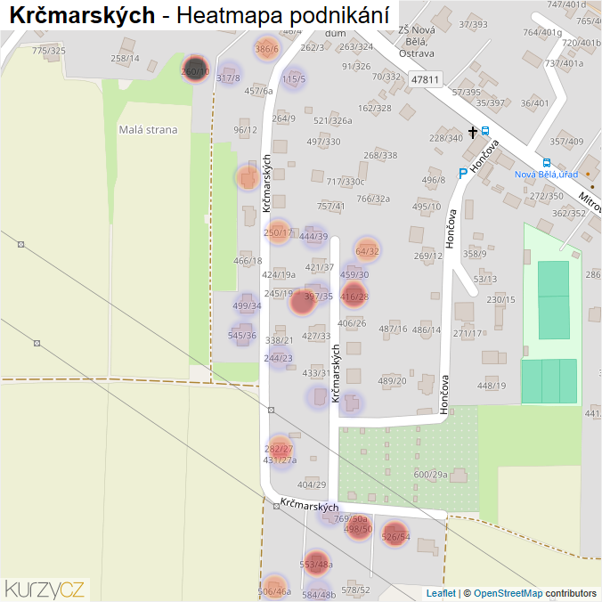 Mapa Krčmarských - Firmy v ulici.