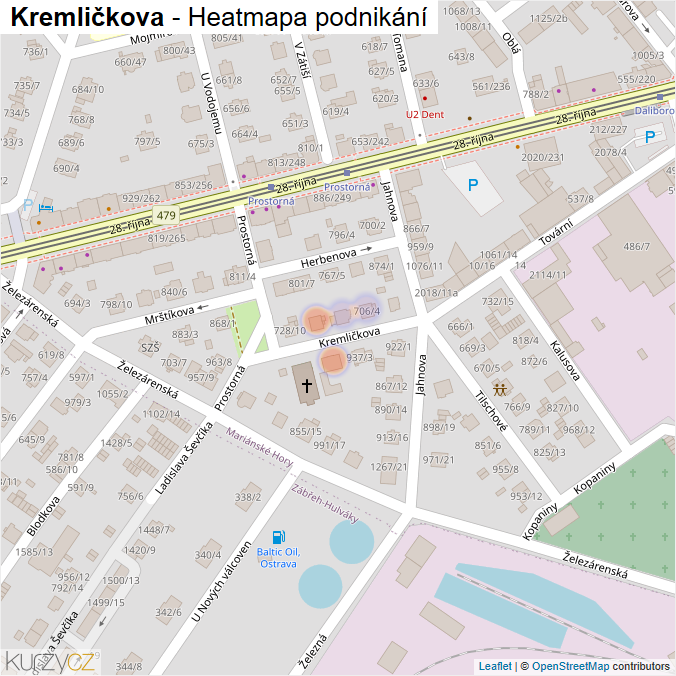 Mapa Kremličkova - Firmy v ulici.