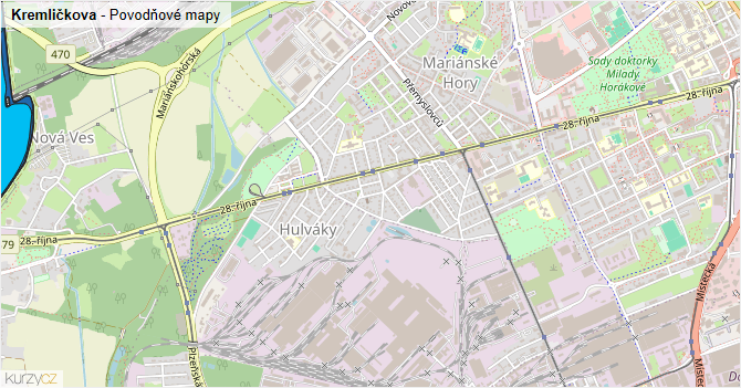Kremličkova - záplavové mapy stoleté vody