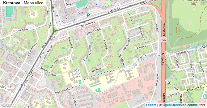 Krestova - mapa ulice