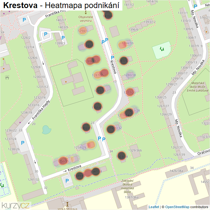 Mapa Krestova - Firmy v ulici.