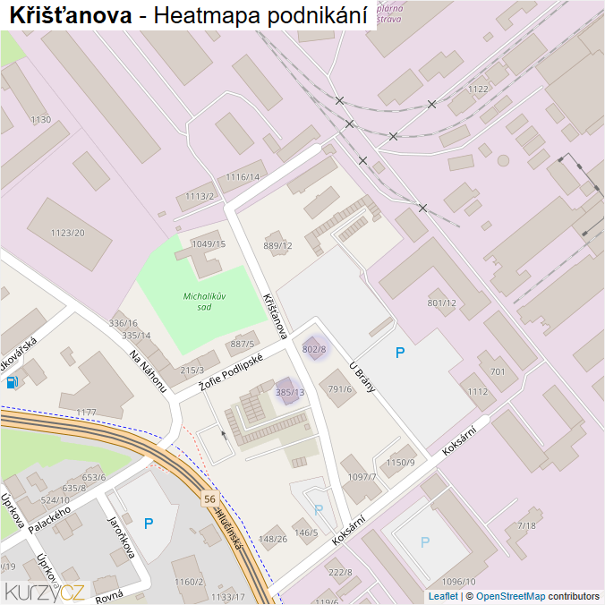 Mapa Křišťanova - Firmy v ulici.