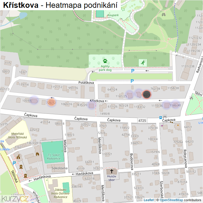 Mapa Křístkova - Firmy v ulici.