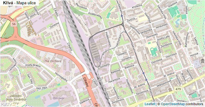 Křivá - mapa ulice