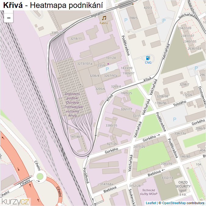 Mapa Křivá - Firmy v ulici.