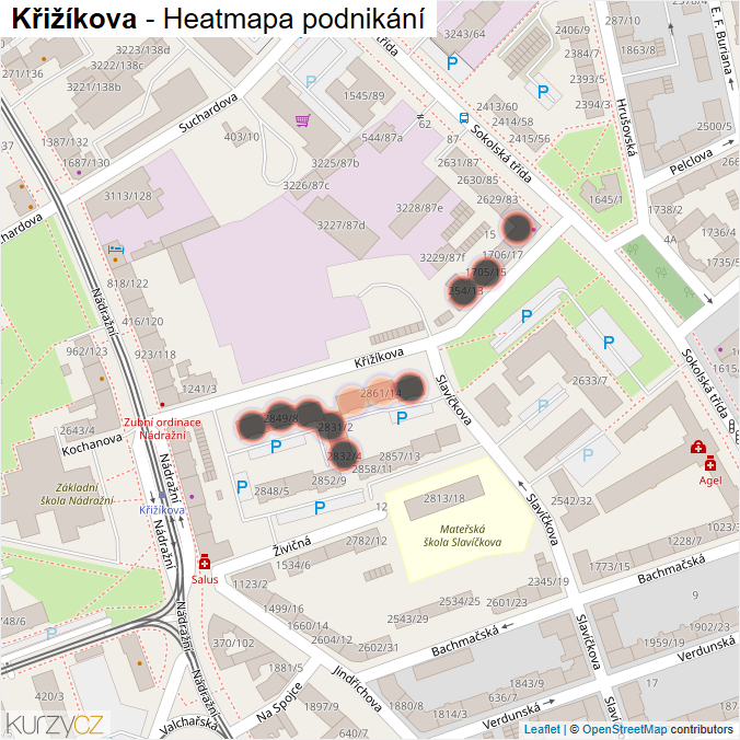 Mapa Křižíkova - Firmy v ulici.