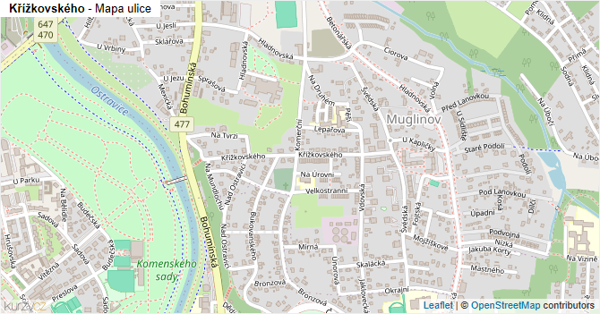 Křížkovského - mapa ulice