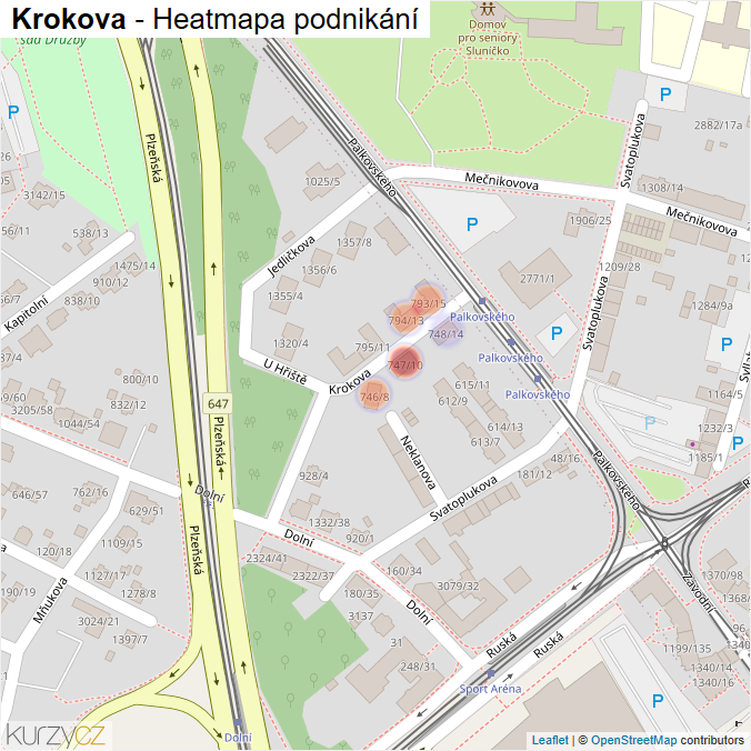 Mapa Krokova - Firmy v ulici.