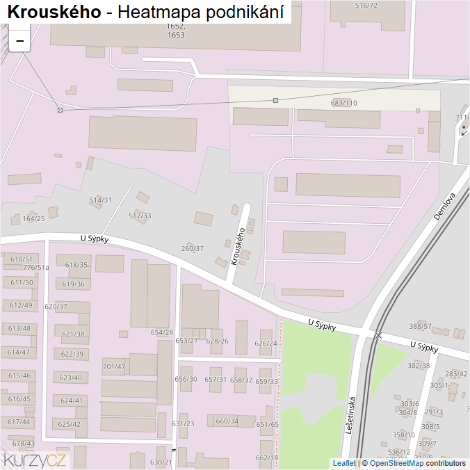 Mapa Krouského - Firmy v ulici.