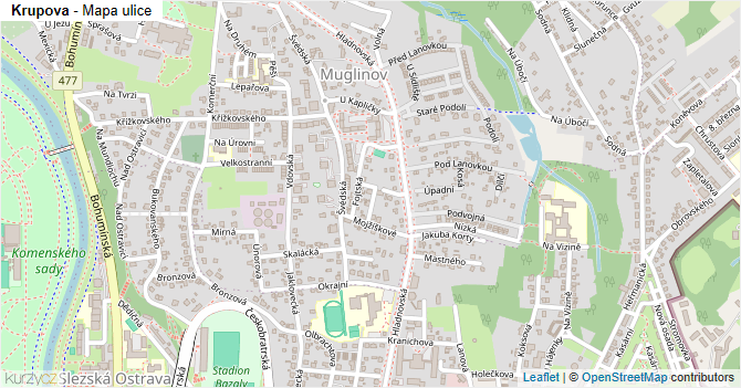 Krupova - mapa ulice