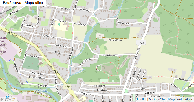 Krušinova - mapa ulice