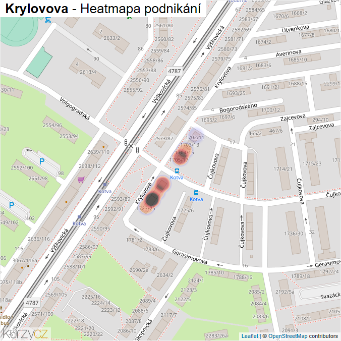 Mapa Krylovova - Firmy v ulici.