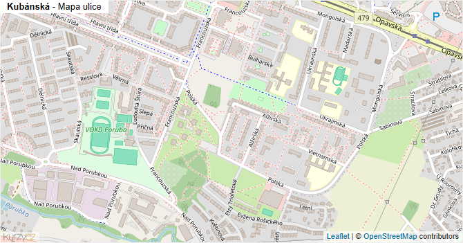 Kubánská - mapa ulice