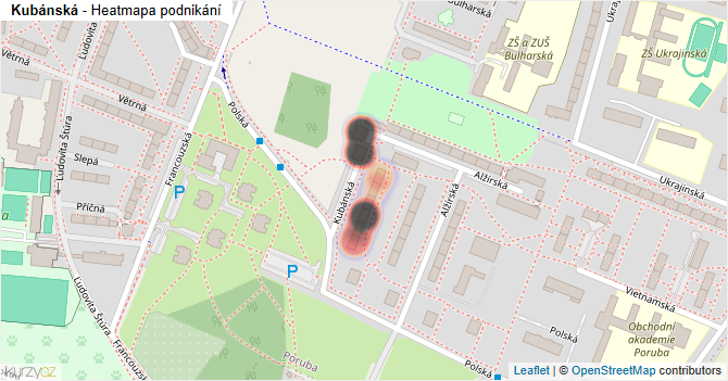 Kubánská - mapa podnikání
