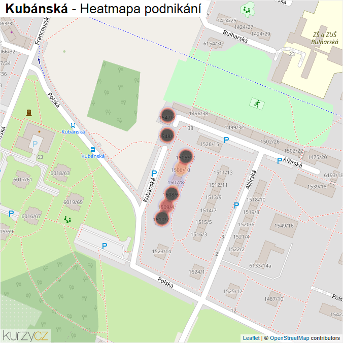 Mapa Kubánská - Firmy v ulici.
