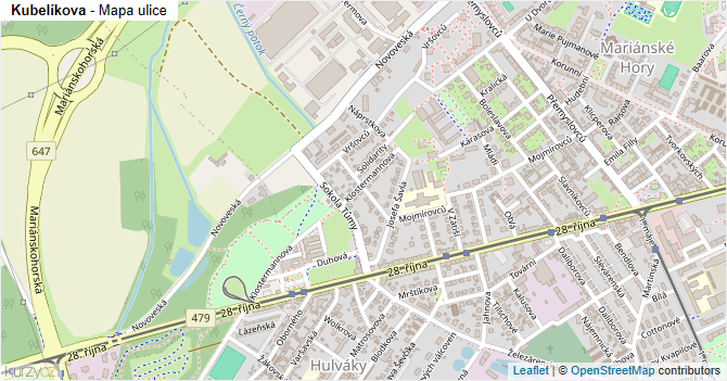 Kubelíkova - mapa ulice