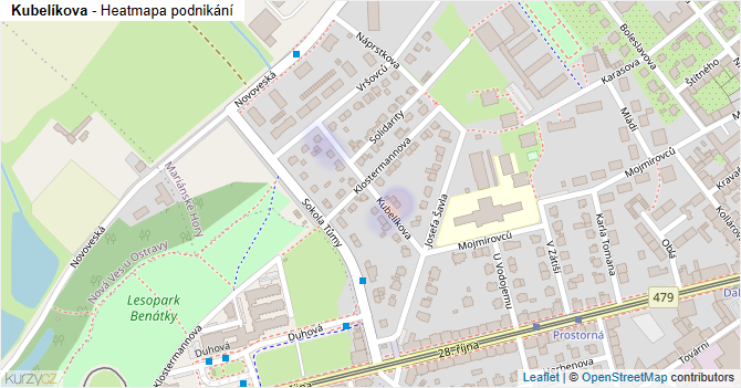 Kubelíkova - mapa podnikání