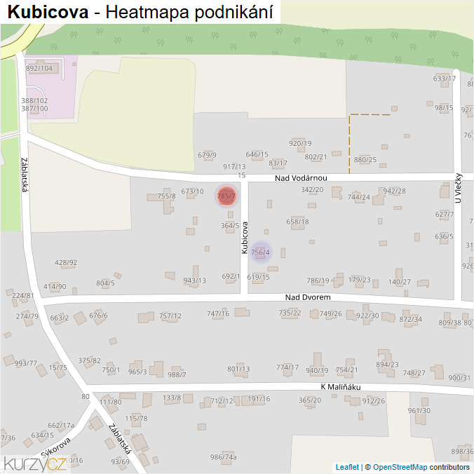 Mapa Kubicova - Firmy v ulici.