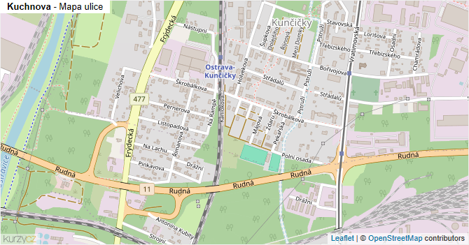 Kuchnova - mapa ulice