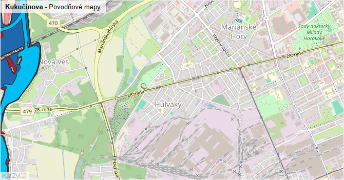 Kukučínova - záplavové mapy stoleté vody