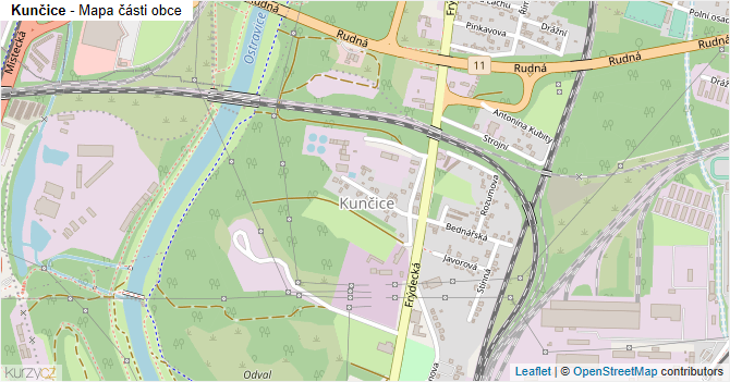 Kunčice - mapa části obce