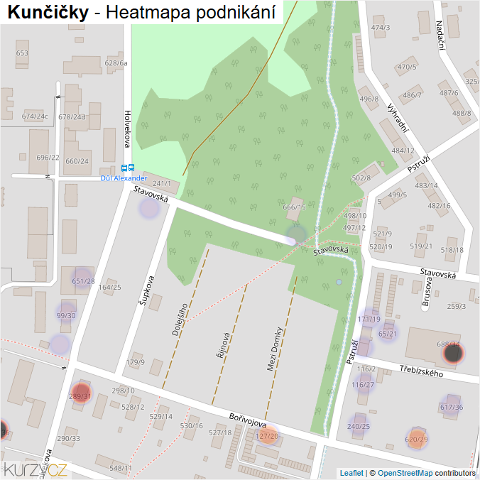 Mapa Kunčičky - Firmy v části obce.