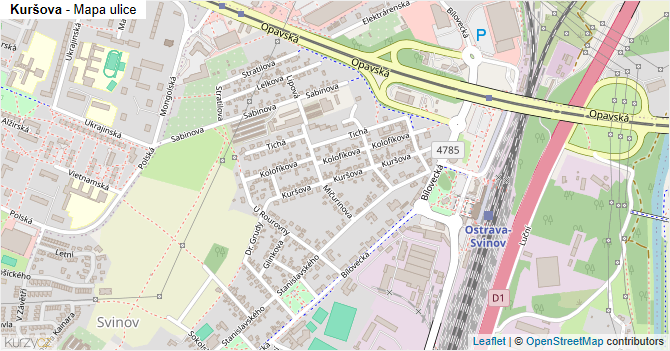 Kuršova - mapa ulice