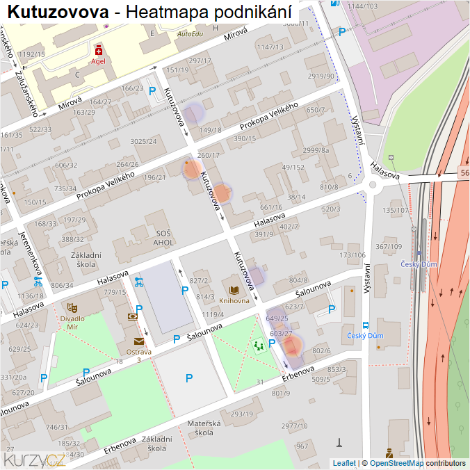 Mapa Kutuzovova - Firmy v ulici.