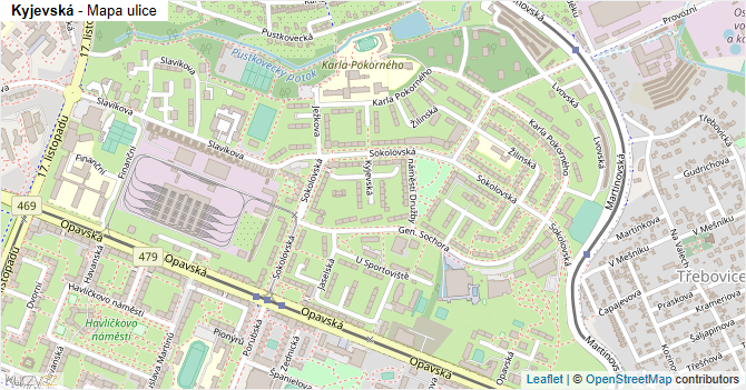 Kyjevská - mapa ulice