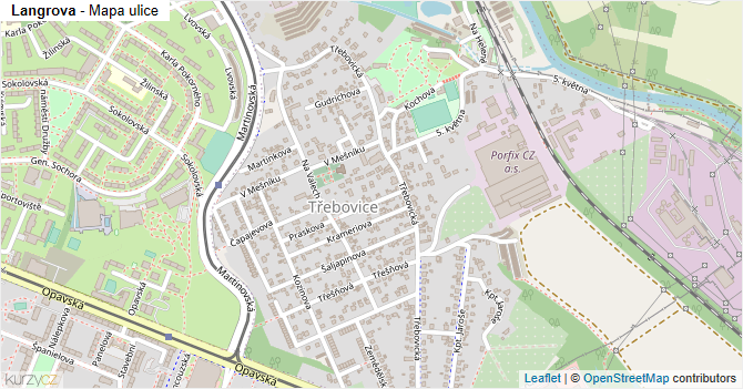Langrova - mapa ulice