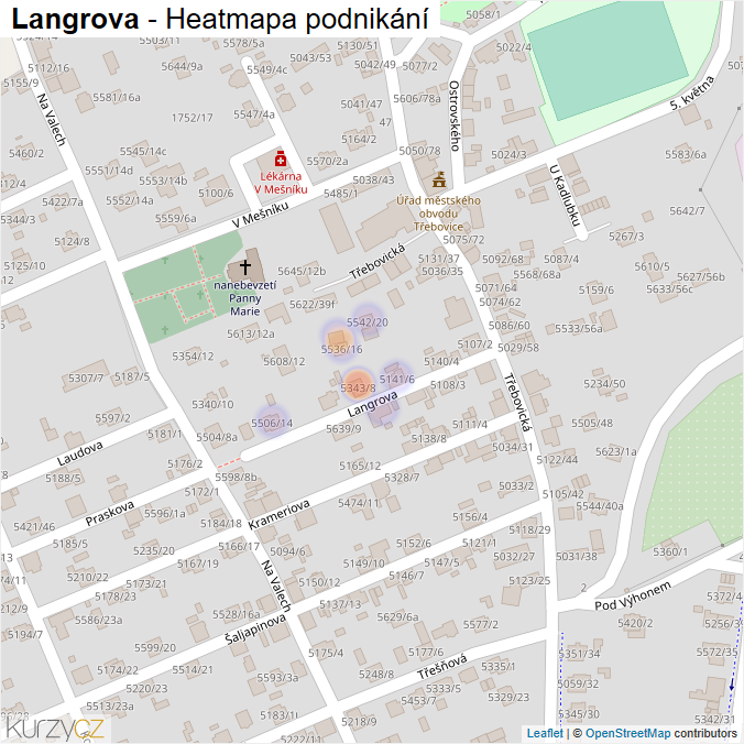 Mapa Langrova - Firmy v ulici.