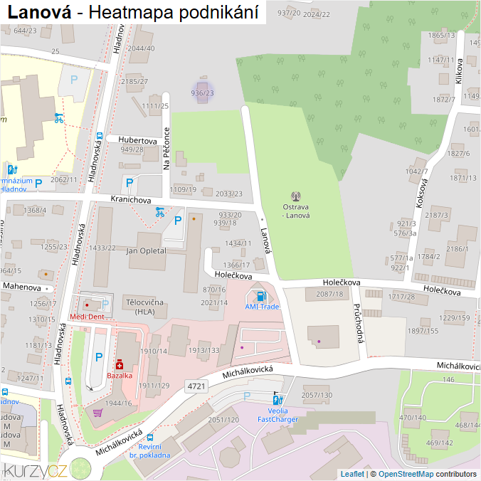 Mapa Lanová - Firmy v ulici.