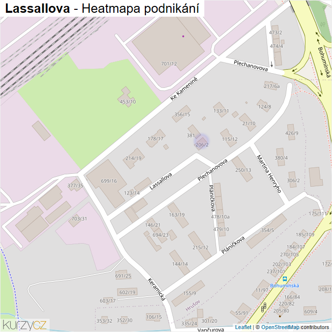 Mapa Lassallova - Firmy v ulici.