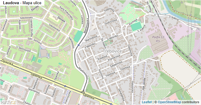 Laudova - mapa ulice