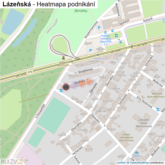 Mapa Lázeňská - Firmy v ulici.
