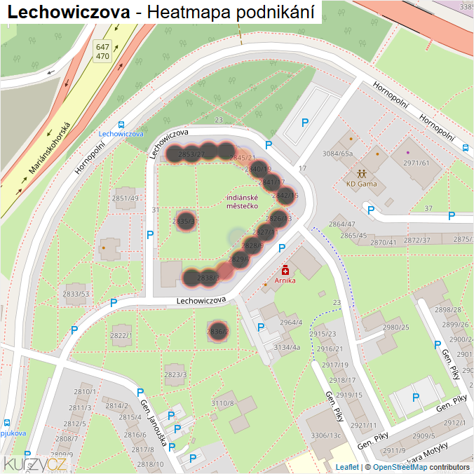Mapa Lechowiczova - Firmy v ulici.
