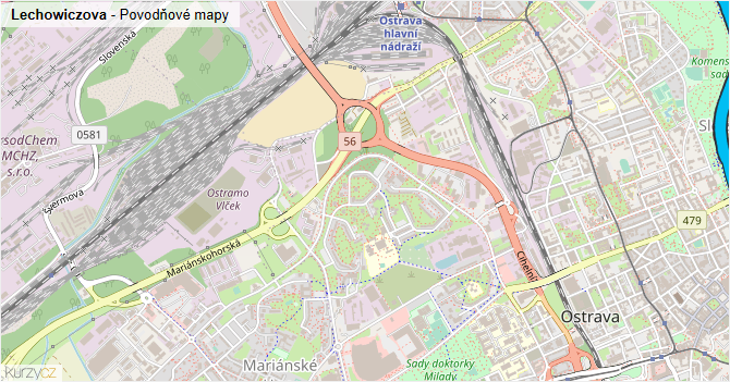 Lechowiczova - záplavové mapy stoleté vody