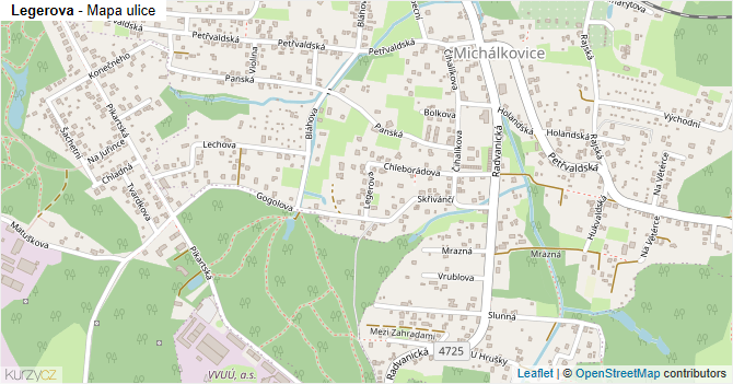 Legerova - mapa ulice