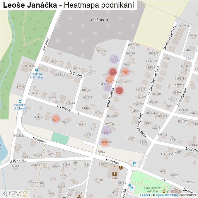 Mapa Leoše Janáčka - Firmy v ulici.