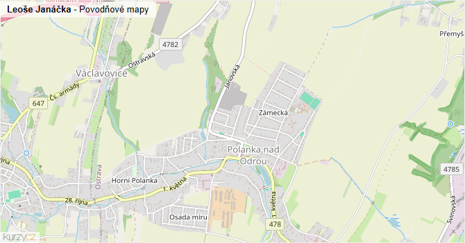 Leoše Janáčka - záplavové mapy stoleté vody