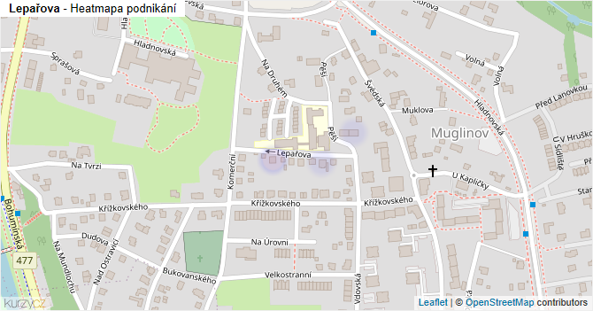 Lepařova - mapa podnikání
