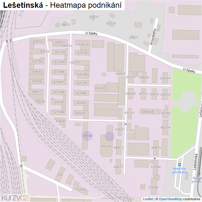Mapa Lešetínská - Firmy v ulici.