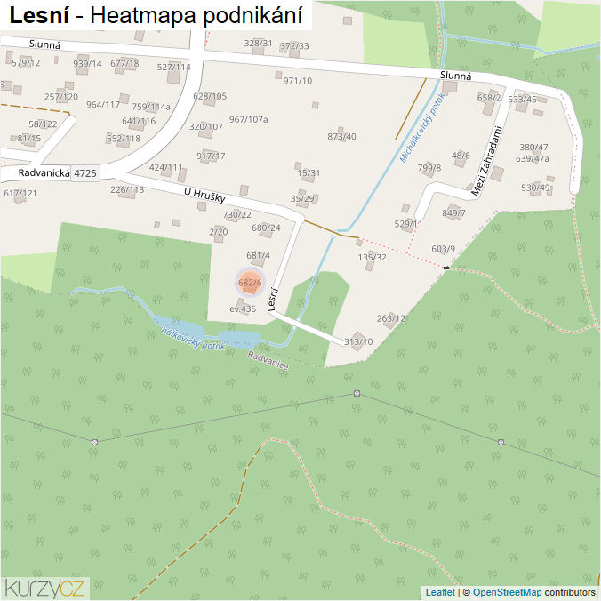 Mapa Lesní - Firmy v ulici.