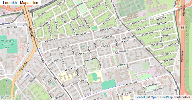 Letecká - mapa ulice