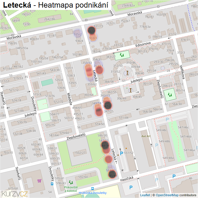 Mapa Letecká - Firmy v ulici.